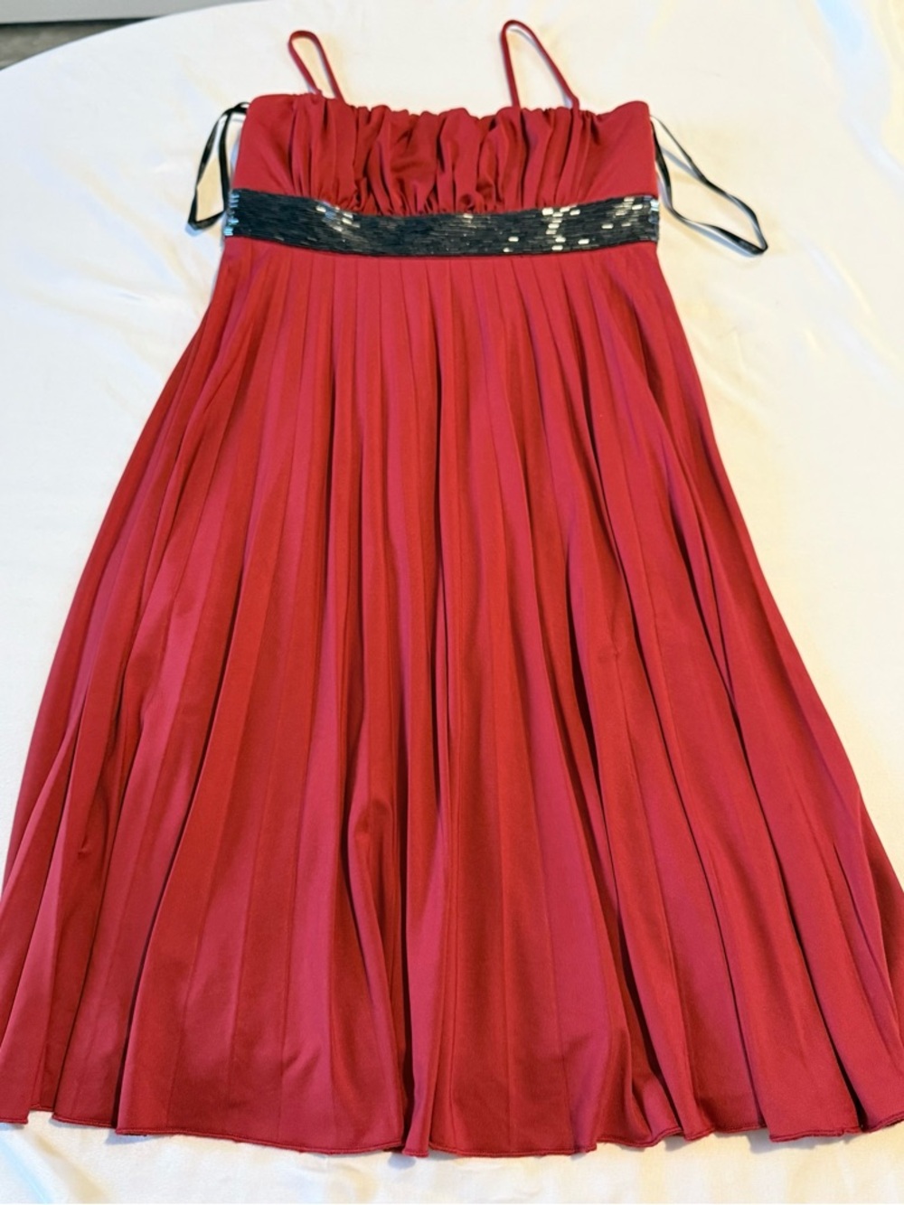 My Michelle Red Spaghetti Strap Dress with Black Label Detail Small